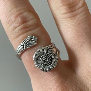 Sterling Silver Sunflower Wrap Ring